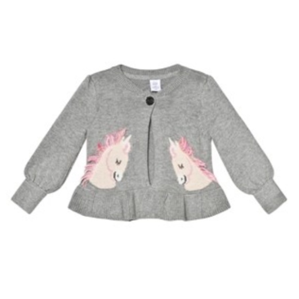 Toddler Girl Gap Gray Unicorn Cardigan Sweater Size 3T